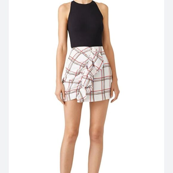 PatBO Windowpane Ruffle Skirt - Picture 1 of 12